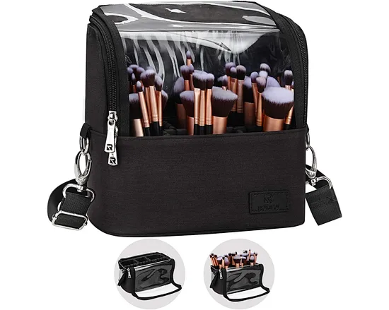 This Makeup Brush Bag can accommodate180 pcs small size or 40 pcs large makeup brush makeup brushes, the length of the makeup brush should not exceed 9.2 inches / 23cm. It not only can place cosmetic brushes, but also cosmetics, electronics, jewelry, etc.